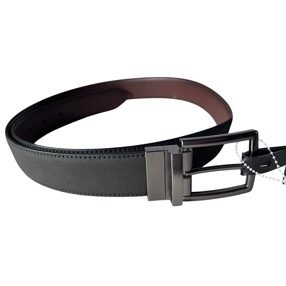 London Fog Mens Reversible Belt Size 36 Black‎ Brown Classic Buckle